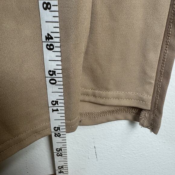 Abercrombie&Fitch Rutched Deep V Neck Long Sleeve Midi Dress XL Camel Tan Y2K - Picture 6 of 10